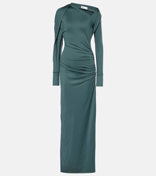 Ruched asymmetric gown