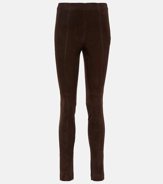 High-rise skinny suede pants