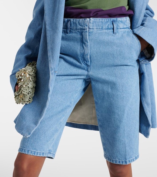 Mid-rise denim shorts