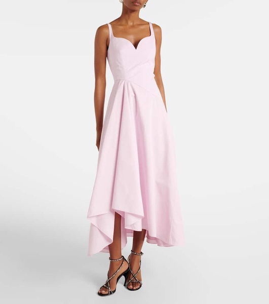 Asymmetric cotton poplin midi dress