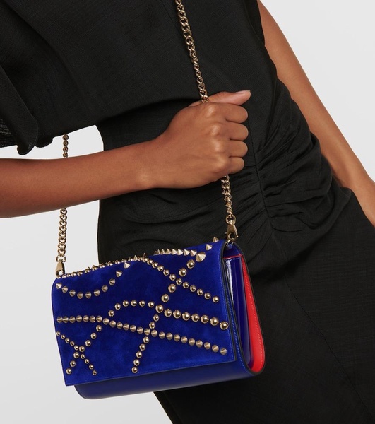 Paloma embellished suede and leather clutch