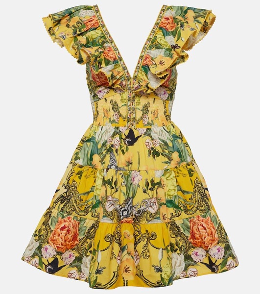 Paths Of Gold floral cotton minidress