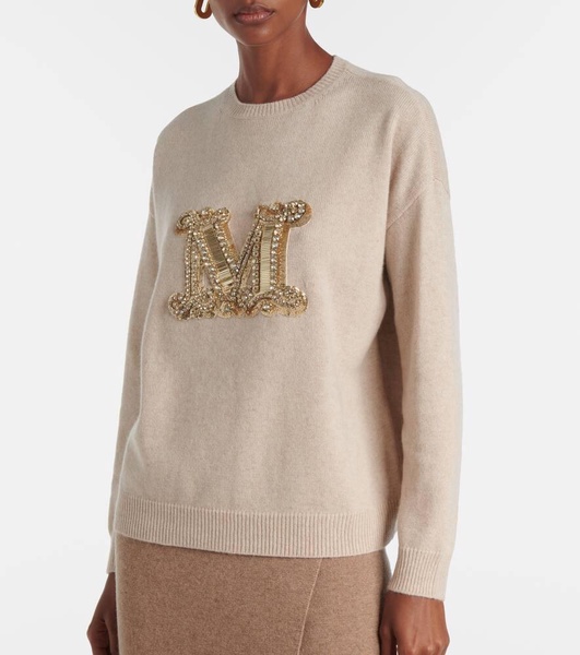 Logo embellished wool and cashmere sweater