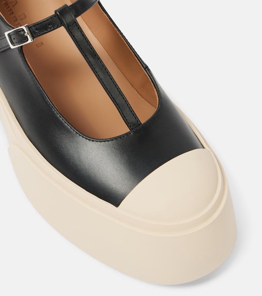 Leather platform Mary Jane flats