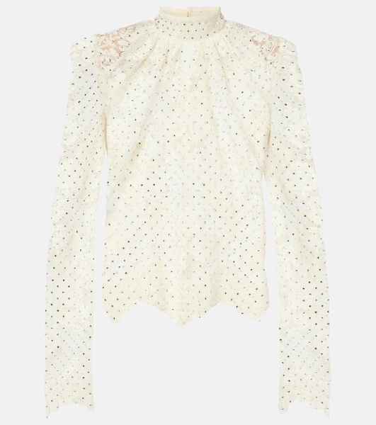 Polka-dot lace blouse