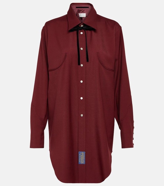 Reversible wool gabardine shirt