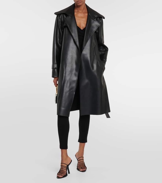 Faux leather trench coat