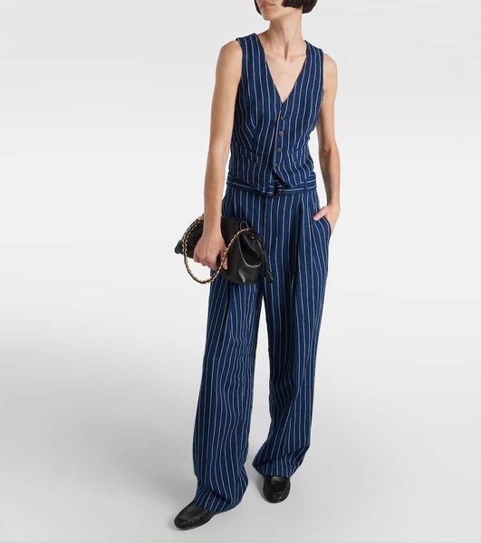 Pinstriped linen and cotton vest