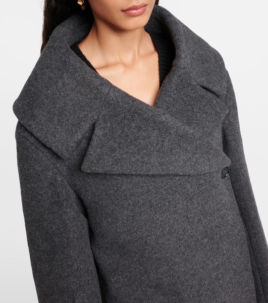 Oversized wool-blend felt wrap coat