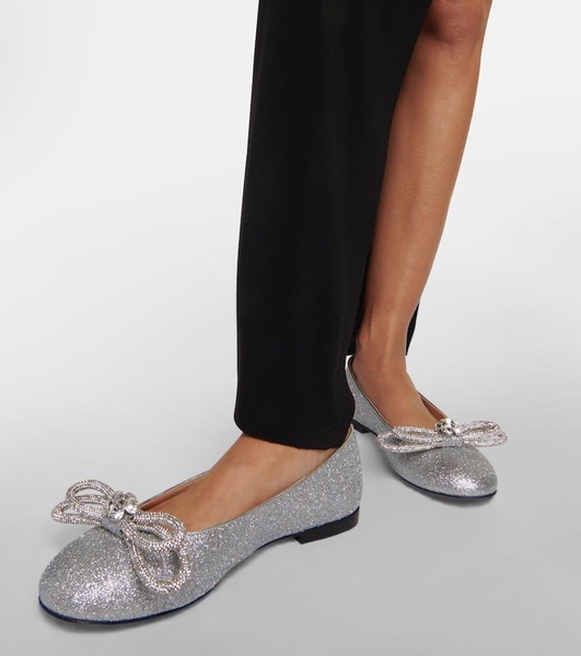 Double Bow embellished ballet flats