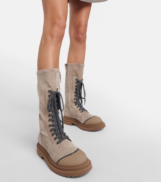 Suede lace-up boots