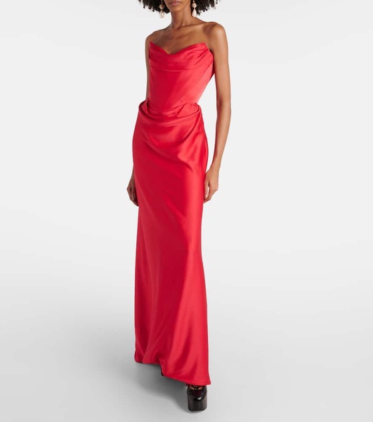 Off-shoulder satin gown