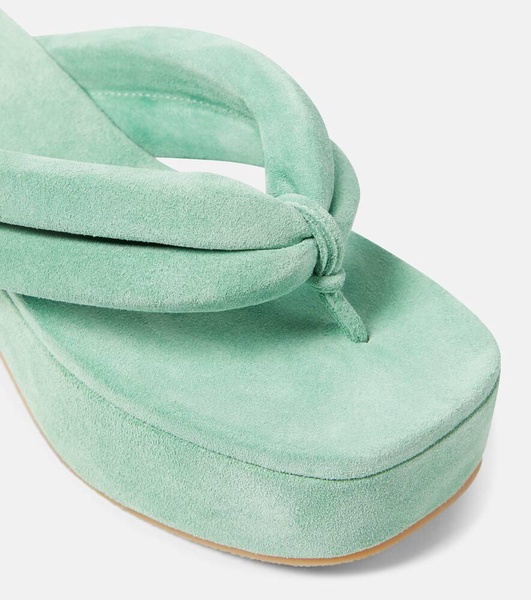 Suede platform thong sandals