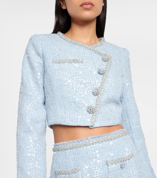 Cropped sequin curled blazer