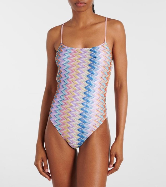 Zigzag lamé swimsuit