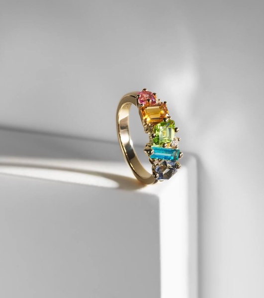 Nadima Glimmer 14kt gold ring with topaz, citrine and diamonds