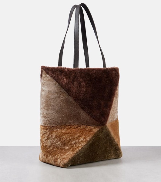 Puzzle Fold Large shearling tote bag