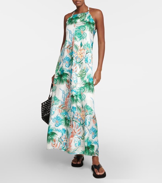 Printed silk maxi dress