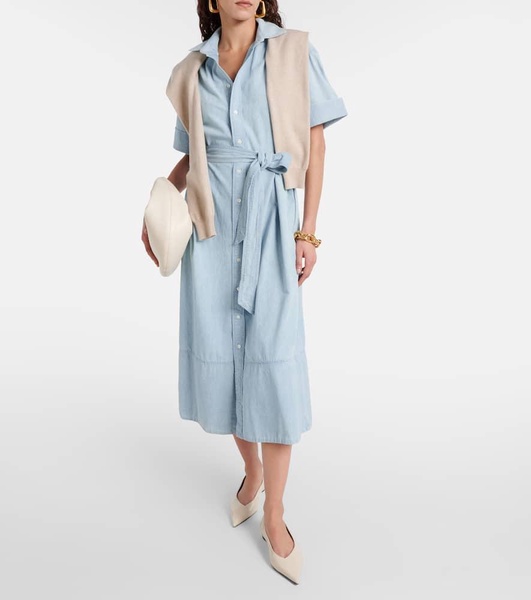 chambray midi shirt dress