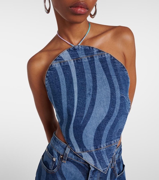 Marmo halterneck denim top