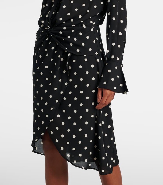 Polka-dot gathered midi dress