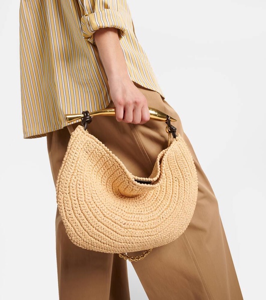 Sardine raffia-effect tote bag