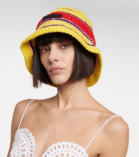 Logo cotton crochet bucket hat