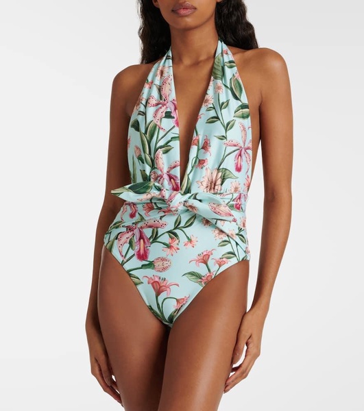 Mangostino floral halterneck swimsuit