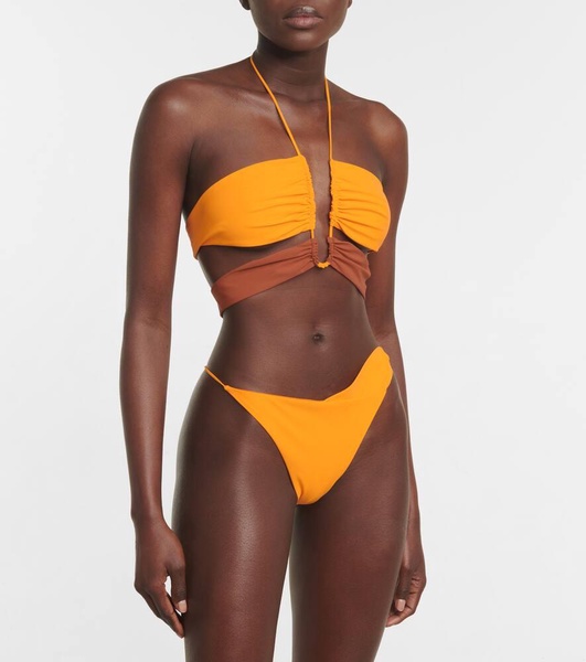 Ruched halterneck bikini top