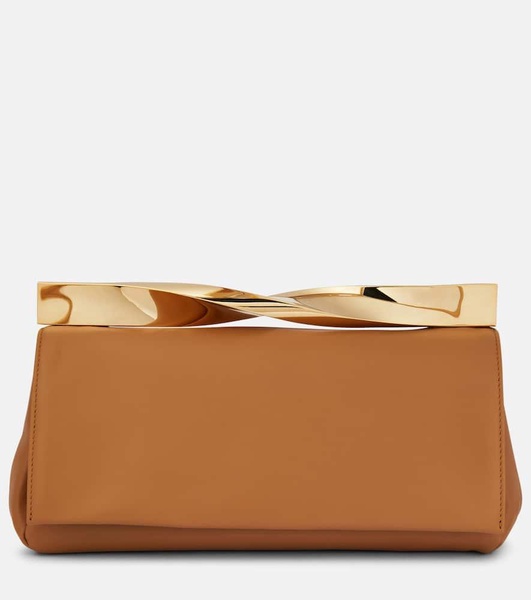 Twist leather clutch