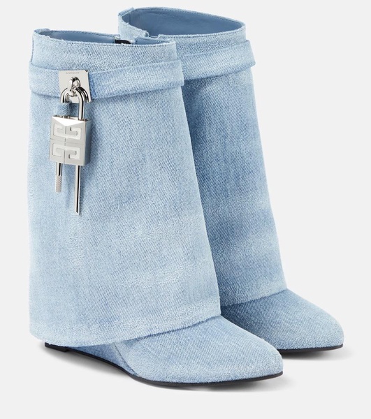 Shark Lock denim ankle boots