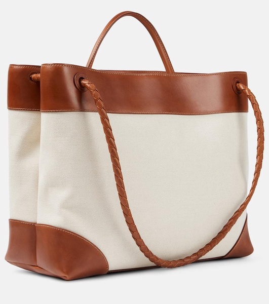 Andiamo Large leather-trimmed canvas tote bag