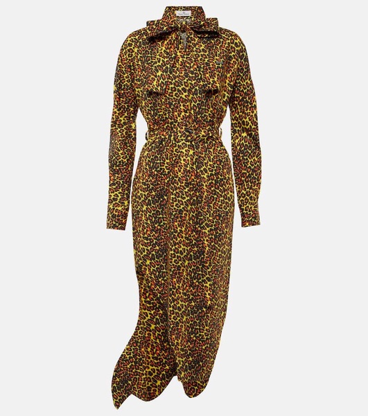 Leopard-print cotton maxi dress