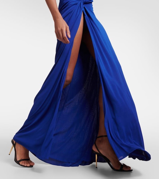 One-shoulder jersey gown