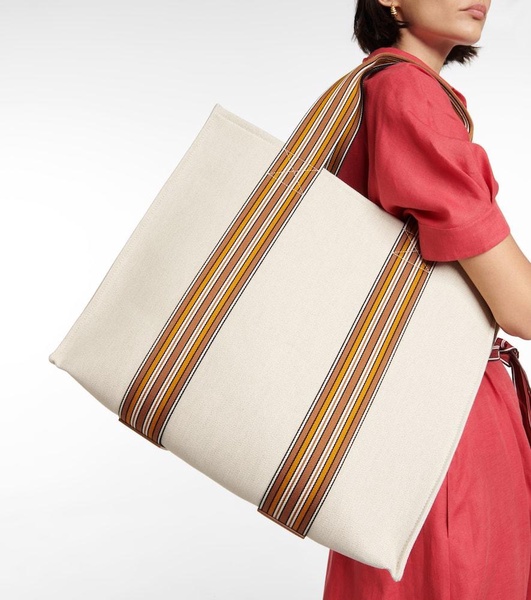 The Suitcase Stripe Medium canvas tote bag