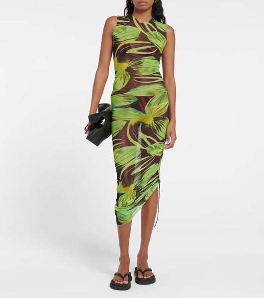 Heatwave printed mesh midi dress