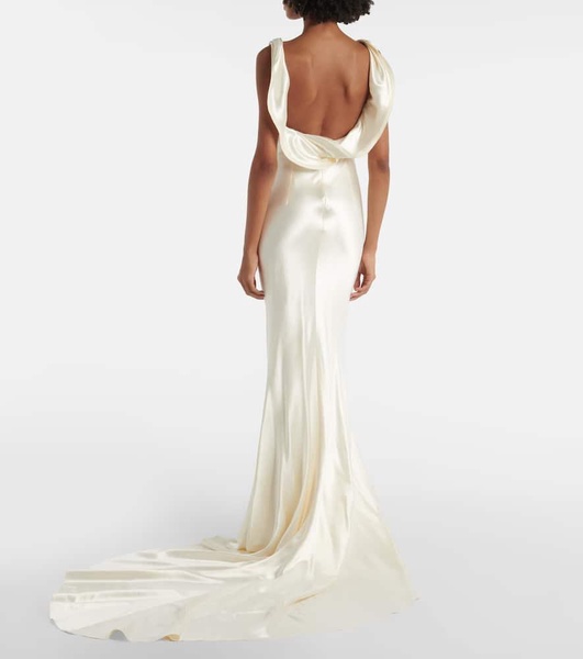 Bridal Chiara draped silk and wool gown