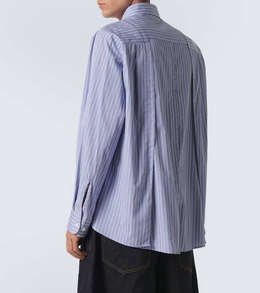 Striped pleated cotton poplin shirt