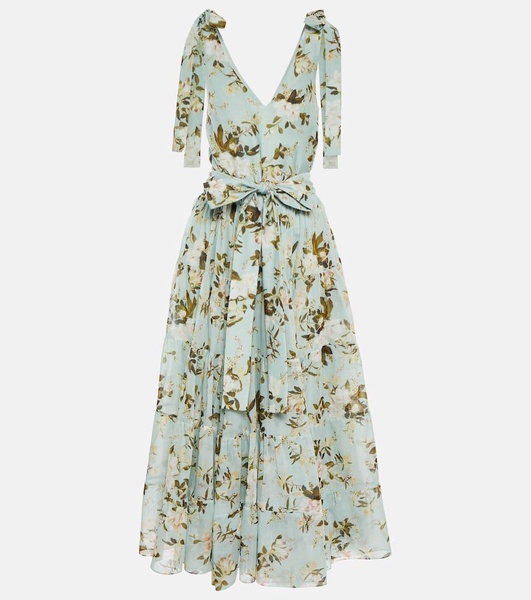 Yesenia floral cotton and silk midi dress