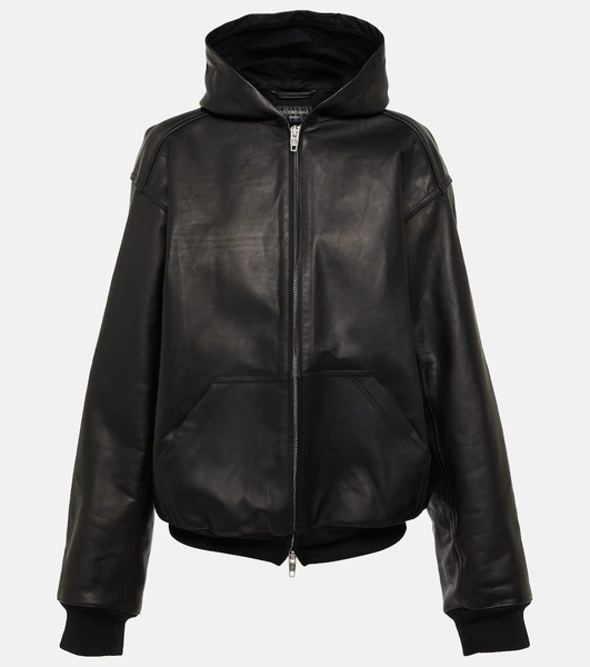 Hooded leather jacket