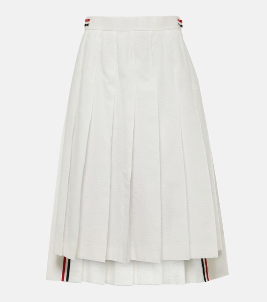 RWB Stripe pleated cotton midi skirt