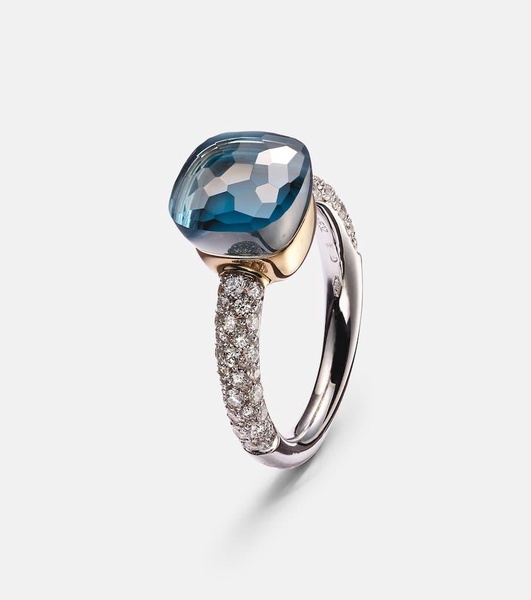 Nudo 18kt gold ring with London blue topaz and diamonds