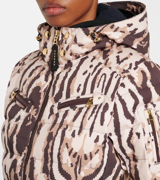 Ellya leopard-print belted ski jacket