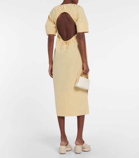 Gathered cotton midi dress