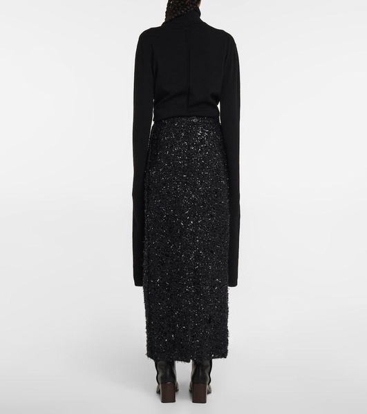 Boucle wool maxi skirt