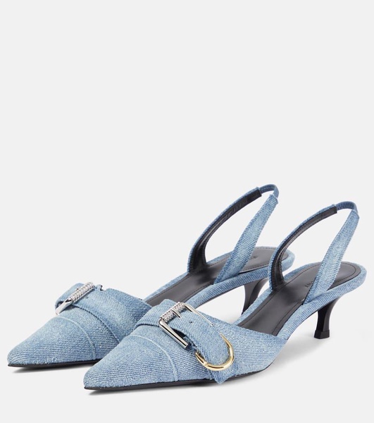 Voyou denim slingback pumps