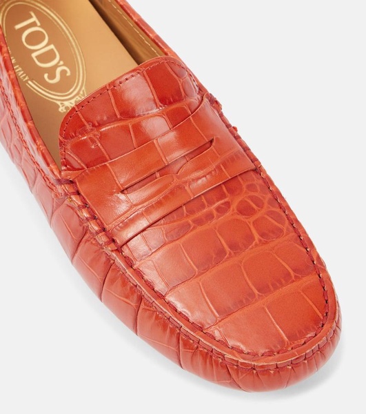 Gommino croc-effect leather loafers