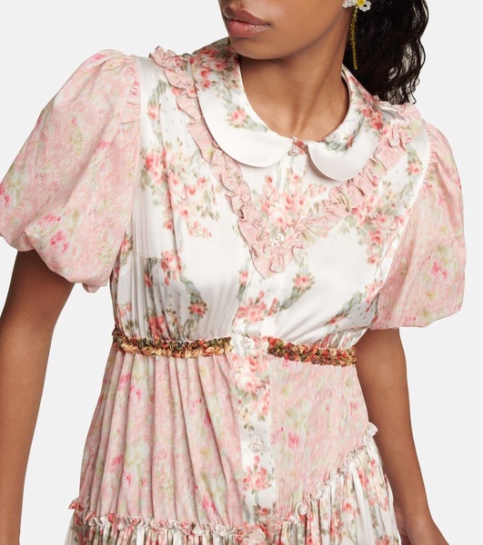 Patchwork floral midi dress