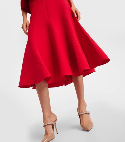 Corset wool and silk midi dress