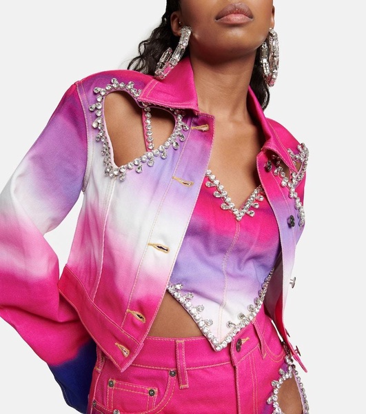 Embellished ombré denim jacket